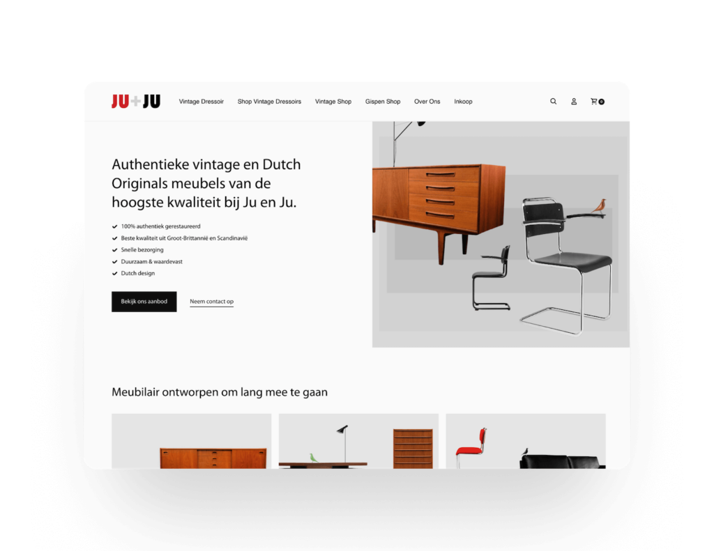 WordPress webshop voor vintage meubels door woocommerce specialist Digidaad